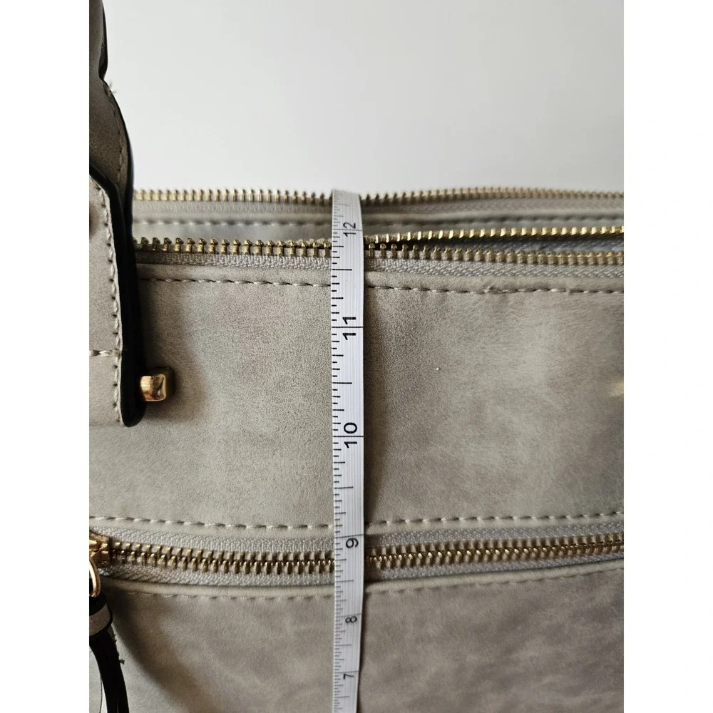 Boho Grey Faux Suede Braided Satchel Bag Cottagecore Slouchy Shoulder Handbag